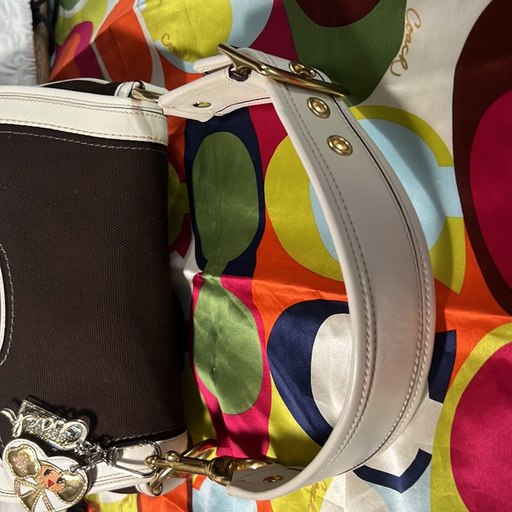 NWT Coach Legacy Stripe Parchment/Brown Slim Flap Ali Turnlock Shoulder Bag $378 - Picture 13 of 16